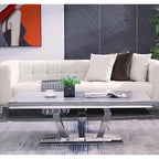Table basse moderne avec base en acier inoxydable Table basse rectangulaire de 48 pouces avec cadre en métal robuste pour le salon