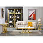 Table basse moderne avec base en acier inoxydable Table basse rectangulaire de 48 pouces avec cadre en métal robuste pour le salon