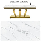 Table basse moderne avec base en acier inoxydable Table basse rectangulaire de 48 pouces avec cadre en métal robuste pour le salon