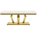 Table basse moderne avec base en acier inoxydable Table basse rectangulaire de 48 pouces avec cadre en métal robuste pour le salon