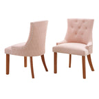 Lot de 2 chaises de salle à manger en velours capitonné avec pieds en bois de peuplier, assise rembourrée en mousse
