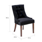 Lot de 2 chaises de salle à manger en velours capitonné avec pieds en bois de peuplier, assise rembourrée en mousse