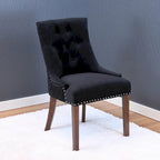 Lot de 2 chaises de salle à manger en velours capitonné avec pieds en bois de peuplier, assise rembourrée en mousse