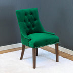 Lot de 2 chaises de salle à manger en velours capitonné avec pieds en bois de peuplier, assise rembourrée en mousse