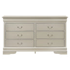 Commode double à 6 tiroirs avec détails sculptés ornementaux, meuble de rangement de chambre traditionnel