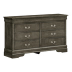 Commode double à 6 tiroirs avec détails sculptés ornementaux, meuble de rangement de chambre traditionnel