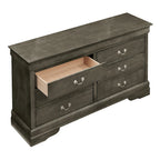 Commode double à 6 tiroirs avec détails sculptés ornementaux, meuble de rangement de chambre traditionnel