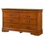 Commode double à 6 tiroirs avec détails sculptés ornementaux, meuble de rangement de chambre traditionnel