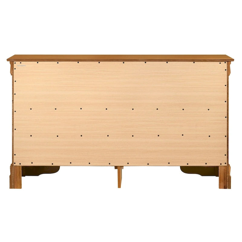 Commode double à 6 tiroirs avec détails sculptés ornementaux, meuble de rangement de chambre traditionnel