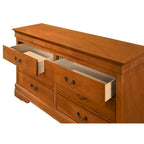 Commode double à 6 tiroirs avec détails sculptés ornementaux, meuble de rangement de chambre traditionnel