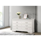 Commode double à 6 tiroirs avec détails sculptés ornementaux, meuble de rangement de chambre traditionnel