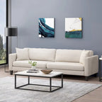 Canapé en tissu contemporain 4 places avec coussins décoratifs, sofa moderne pour salon