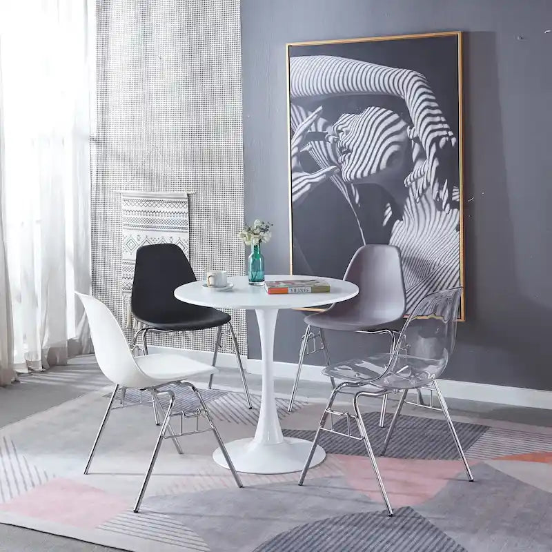 Table de salle à manger tulipe blanche de 31,5 pouces, table à manger du milieu du siècle pour 2-4 personnes avec plateau rond en MDF, table basse de loisirs