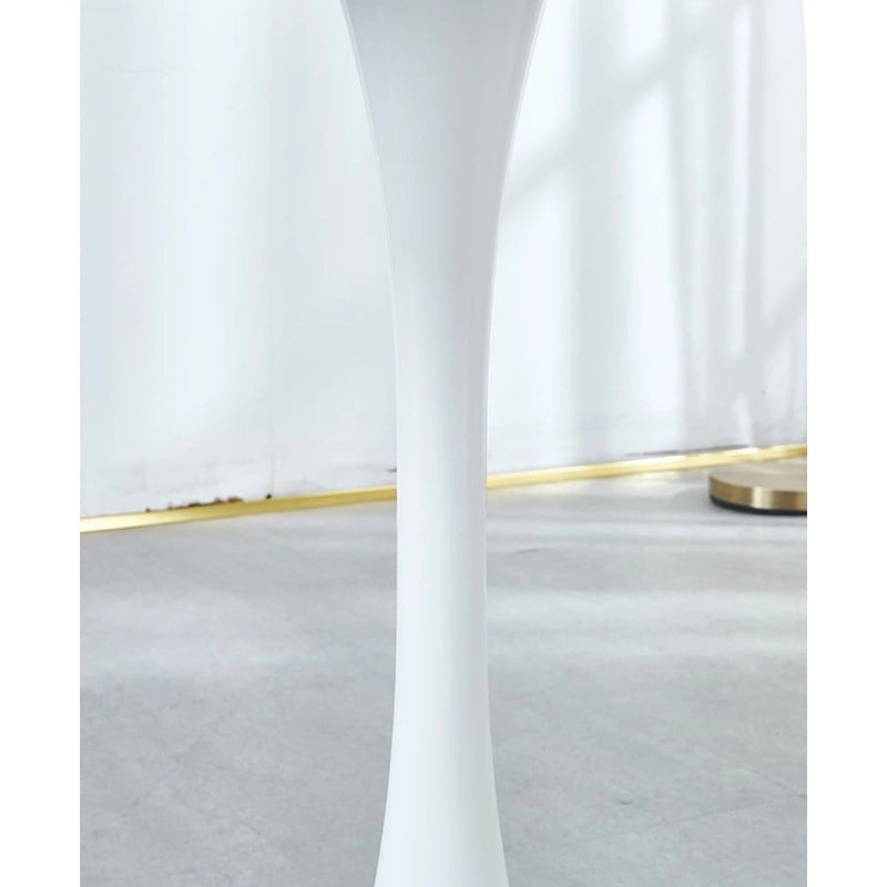 Table de salle à manger tulipe blanche de 31,5 pouces, table à manger du milieu du siècle pour 2-4 personnes avec plateau rond en MDF, table basse de loisirs