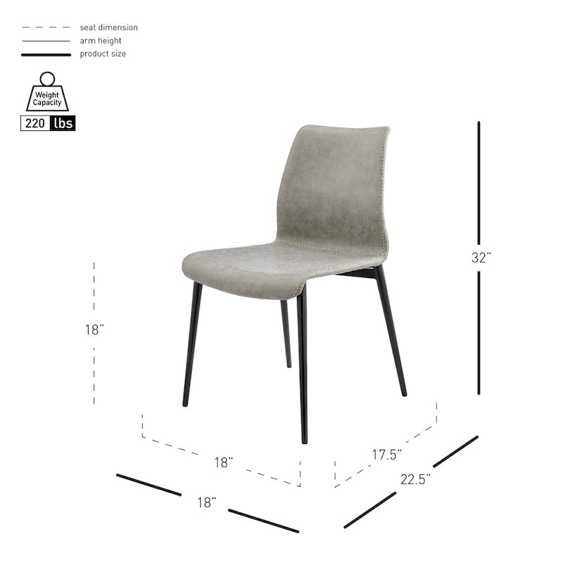 Lot de 2 chaises de salle à manger en similicuir avec cadre en bois massif, chaises de cuisine modernes