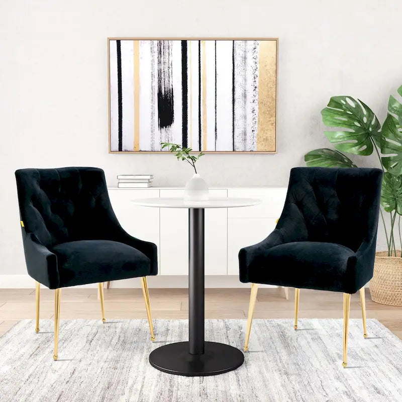Chaises d'appoint capitonnées en velours pour salle à manger (lot de 2)