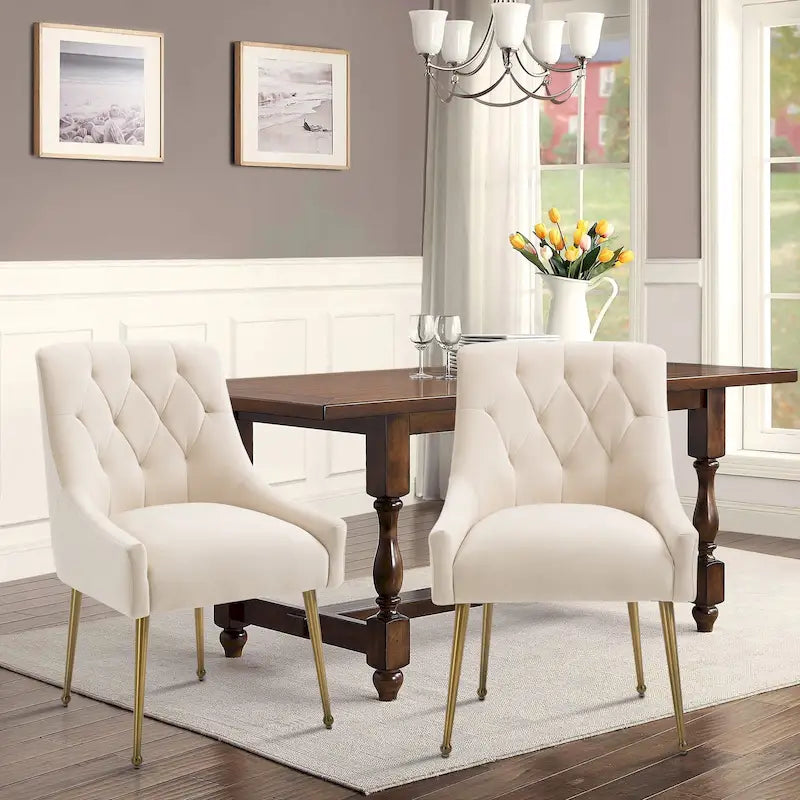Chaises d'appoint capitonnées en velours pour salle à manger (lot de 2)