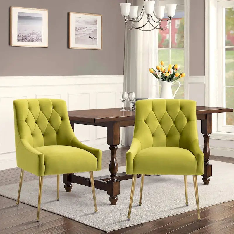 Chaises d'appoint capitonnées en velours pour salle à manger (lot de 2)