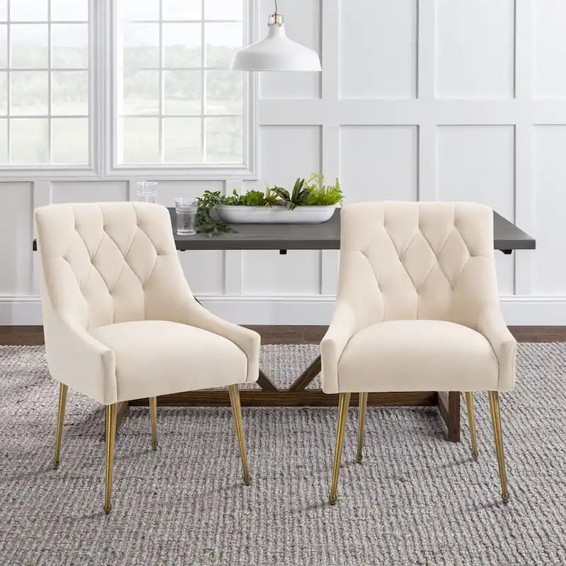 Chaises d'appoint capitonnées en velours pour salle à manger (lot de 2)