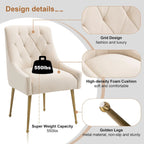 Chaises d'appoint capitonnées en velours pour salle à manger (lot de 2)