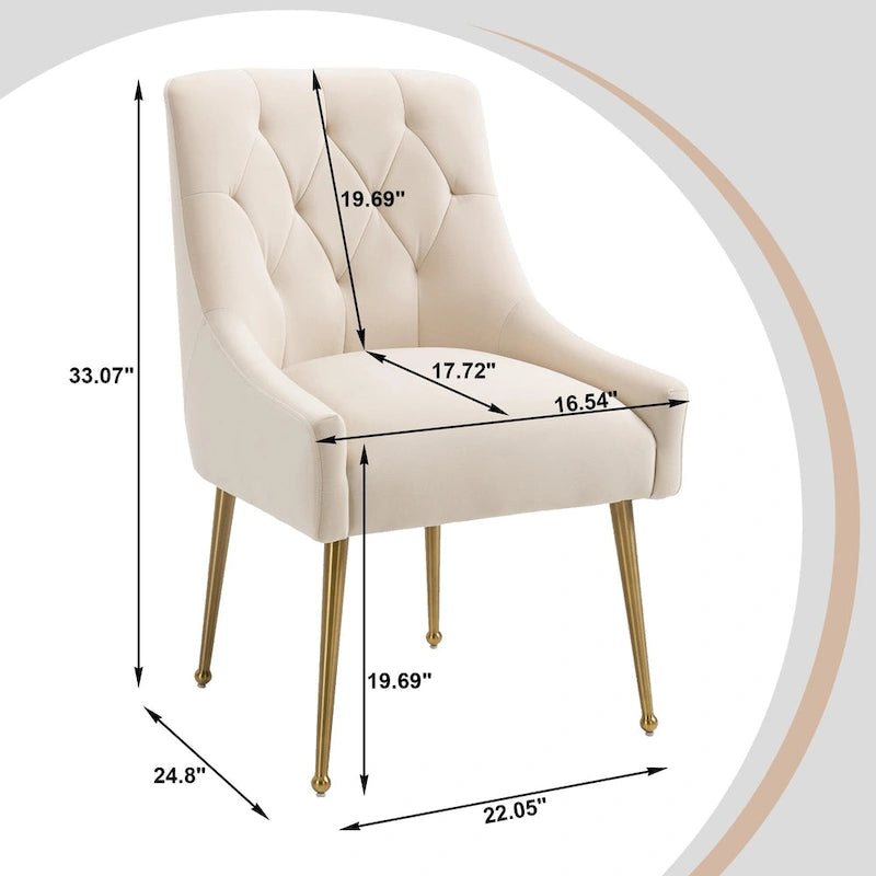 Chaises d'appoint capitonnées en velours pour salle à manger (lot de 2)