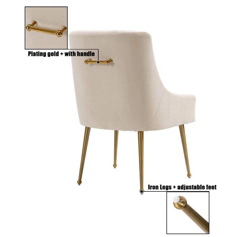 Chaises d'appoint capitonnées en velours pour salle à manger (lot de 2)