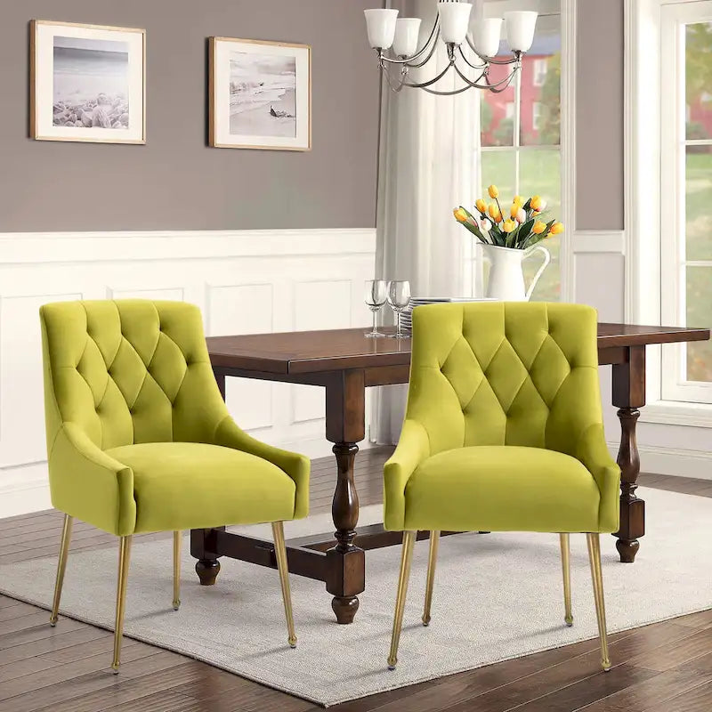 Chaises d'appoint capitonnées en velours pour salle à manger (lot de 2)