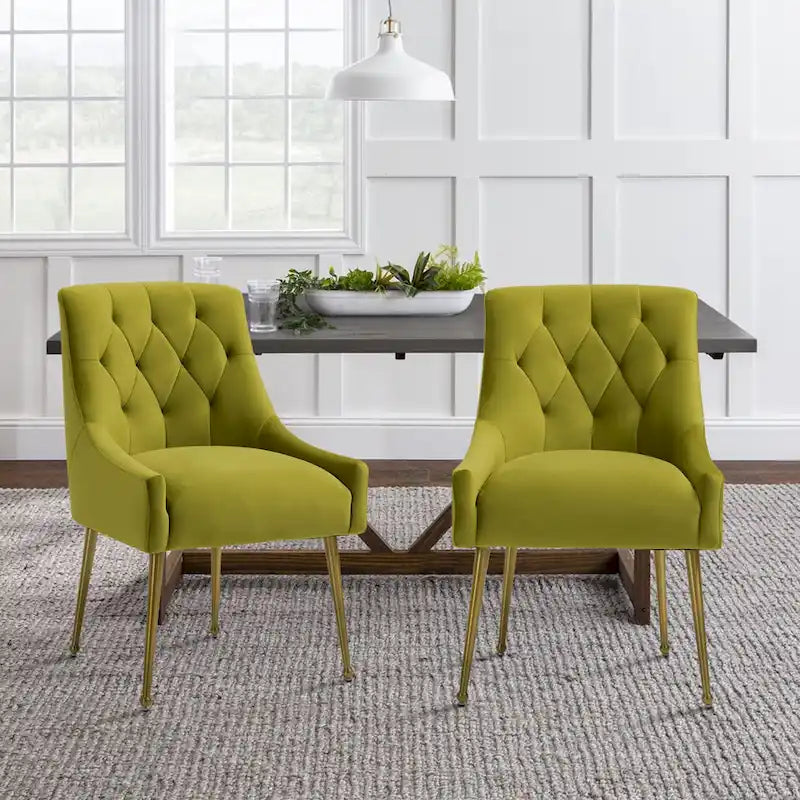 Chaises d'appoint capitonnées en velours pour salle à manger (lot de 2)