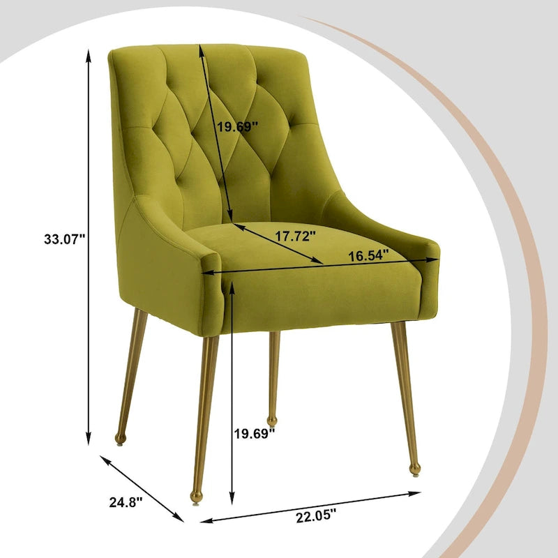 Chaises d'appoint capitonnées en velours pour salle à manger (lot de 2)