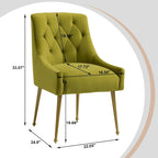 Chaises d'appoint capitonnées en velours pour salle à manger (lot de 2)