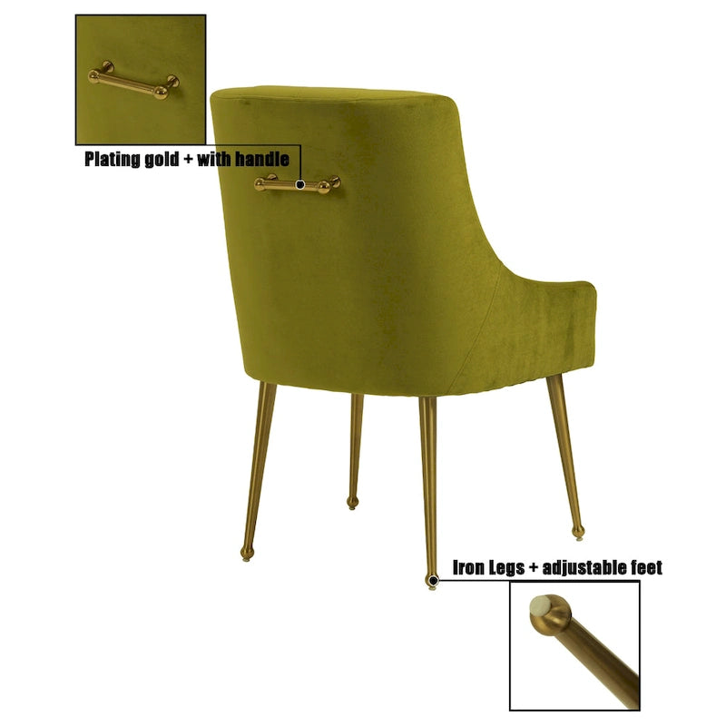 Chaises d'appoint capitonnées en velours pour salle à manger (lot de 2)