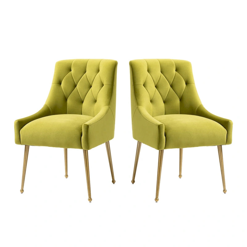 Chaises d'appoint capitonnées en velours pour salle à manger (lot de 2)