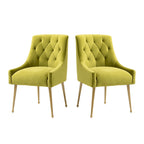 Chaises d'appoint capitonnées en velours pour salle à manger (lot de 2)