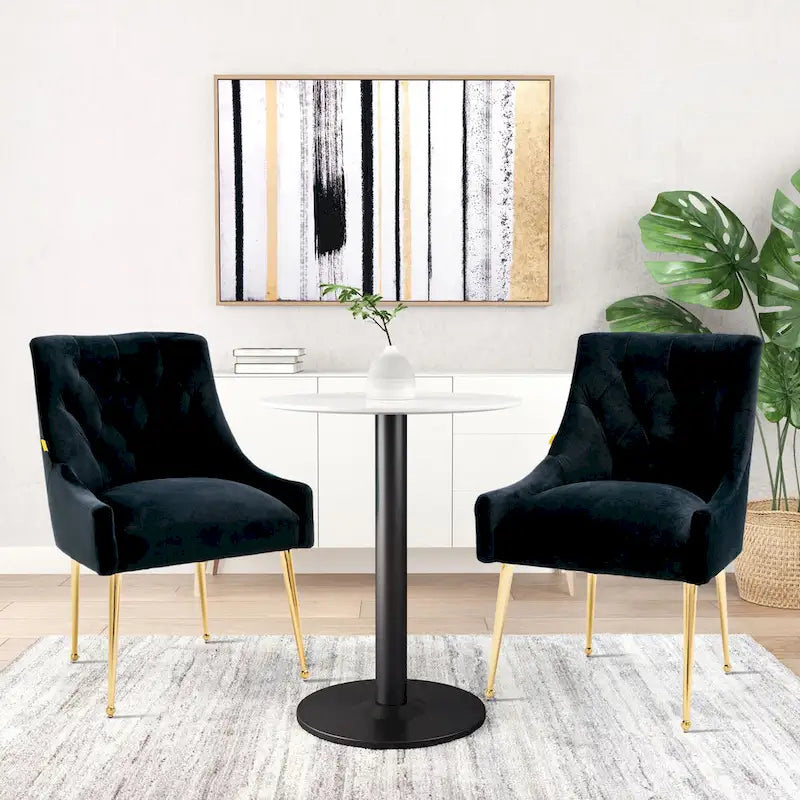 Chaises d'appoint capitonnées en velours pour salle à manger (lot de 2)
