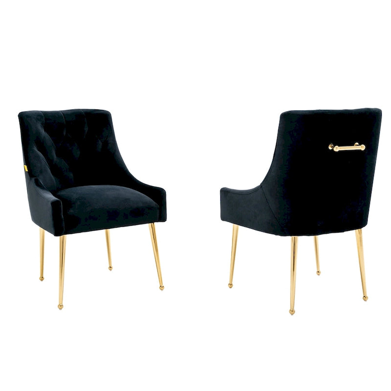 Chaises d'appoint capitonnées en velours pour salle à manger (lot de 2)