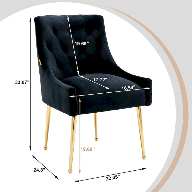 Chaises d'appoint capitonnées en velours pour salle à manger (lot de 2)