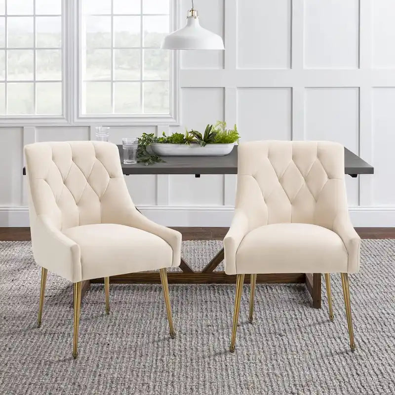 Chaises d'appoint capitonnées en velours pour salle à manger (lot de 2)