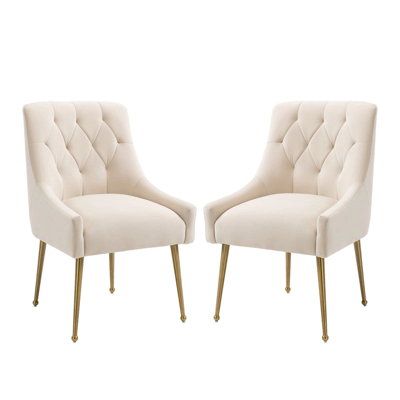 Chaises d'appoint capitonnées en velours pour salle à manger (lot de 2)
