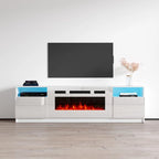 Meuble TV avec cheminée électrique et effet de flamme LED, console multimédia pour téléviseurs jusqu'à 65 po