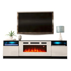 Meuble TV avec cheminée électrique et effet de flamme LED, console multimédia pour téléviseurs jusqu'à 65 po