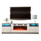 Meuble TV avec cheminée électrique et effet de flamme LED, console multimédia pour téléviseurs jusqu'à 65 po