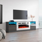 Meuble TV avec cheminée électrique et effet de flamme LED, console multimédia pour téléviseurs jusqu'à 65 po
