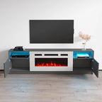Meuble TV avec cheminée électrique et effet de flamme LED, console multimédia pour téléviseurs jusqu'à 65 po