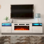 Meuble TV avec cheminée électrique et effet de flamme LED, console multimédia pour téléviseurs jusqu'à 65 po