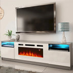 Meuble TV avec cheminée électrique et effet de flamme LED, console multimédia pour téléviseurs jusqu'à 65 po