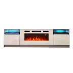 Meuble TV avec cheminée électrique et effet de flamme LED, console multimédia pour téléviseurs jusqu'à 65 po