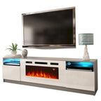 Meuble TV avec cheminée électrique et effet de flamme LED, console multimédia pour téléviseurs jusqu'à 65 po