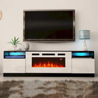 Meuble TV avec cheminée électrique et effet de flamme LED, console multimédia pour téléviseurs jusqu'à 65 po