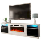 Meuble TV avec cheminée électrique et effet de flamme LED, console multimédia pour téléviseurs jusqu'à 65 po