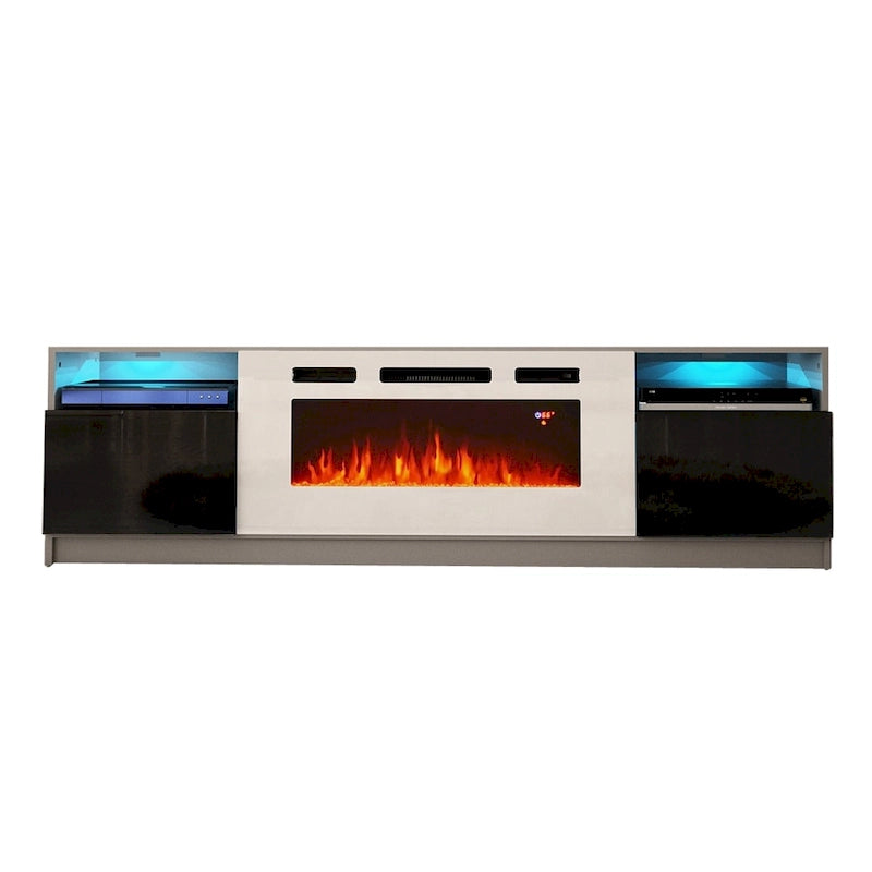 Meuble TV avec cheminée électrique et effet de flamme LED, console multimédia pour téléviseurs jusqu'à 65 po